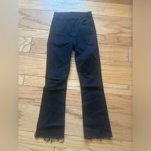 MOTHER The Hustler Ankle Fray Black Denim Size 26